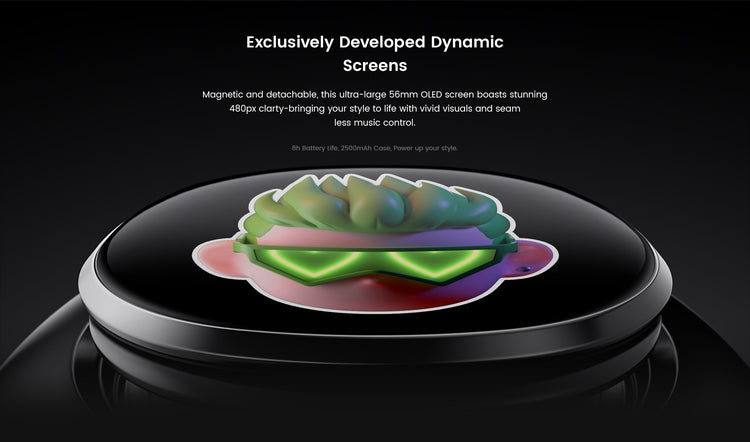 MorningBlues VWS X1 smart headphones dynamic screen controlled via MorningBlues app
